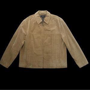 Men’s Vintage Claiborne Suede Lightweight Jacket with Collar Color: Beige